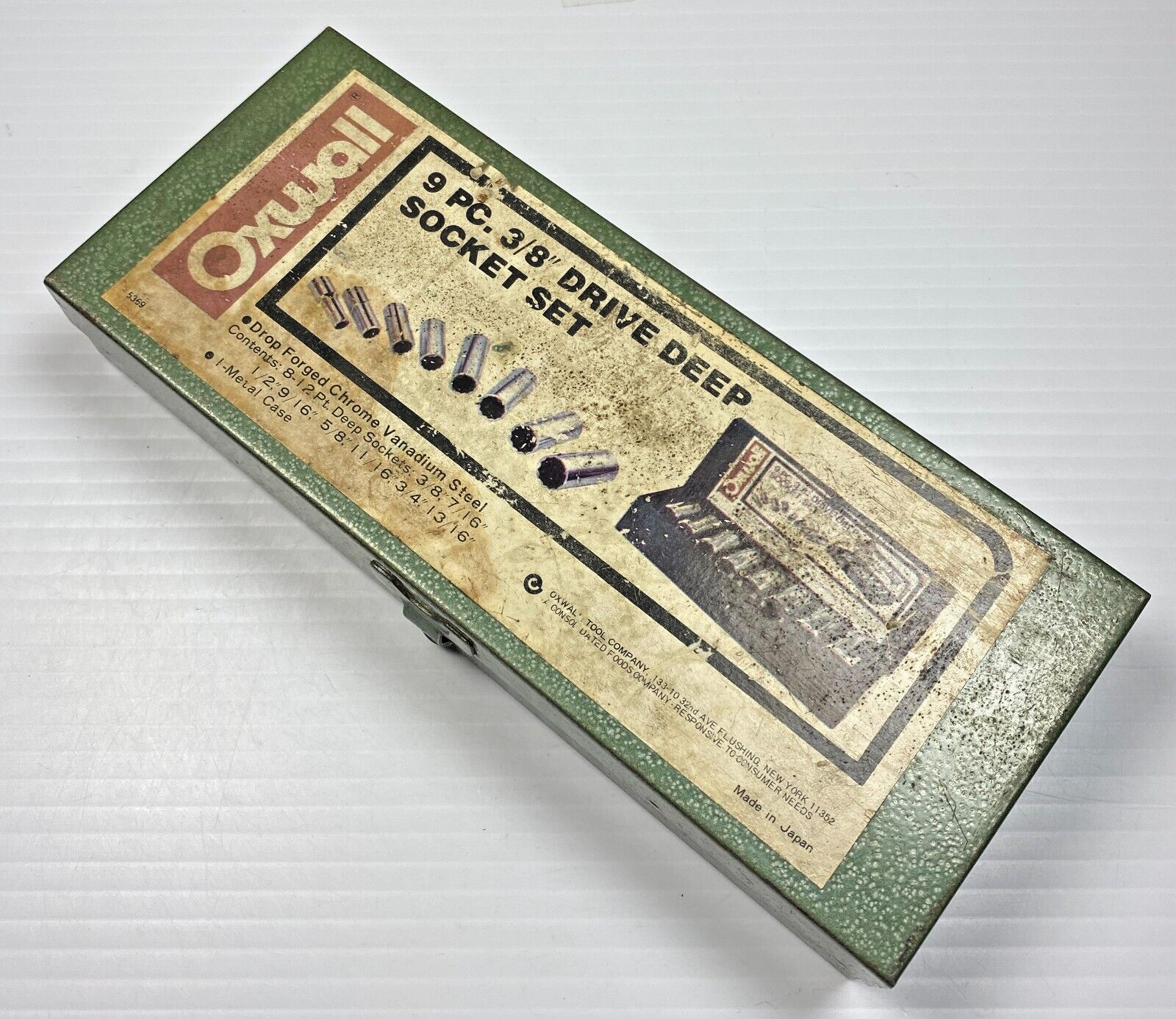 Vintage Oxwall Tools Green Metal Toolbox 8-1/4″ x 3-1/2″ x 1-1/2″ Made in Japan