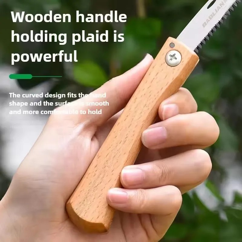 Mini Folding Manual Saw Non-slip Wooden Handle Pull Foldable Saw Flush Cut Trim