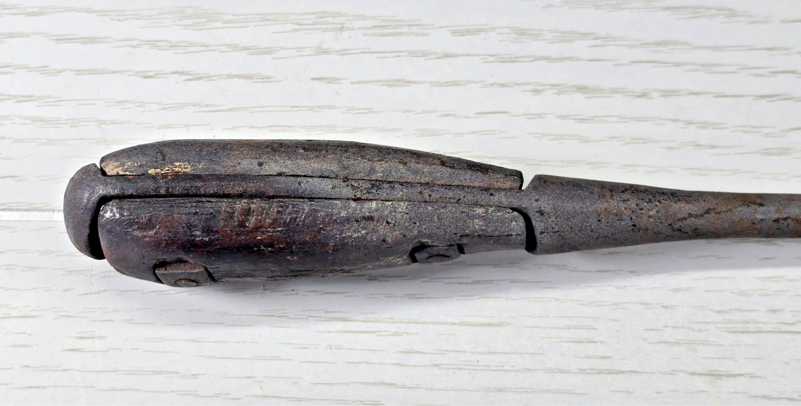 Antique Wood Handle Slotted Screwdriver & Vintage Knife Sharpening Steel Tool