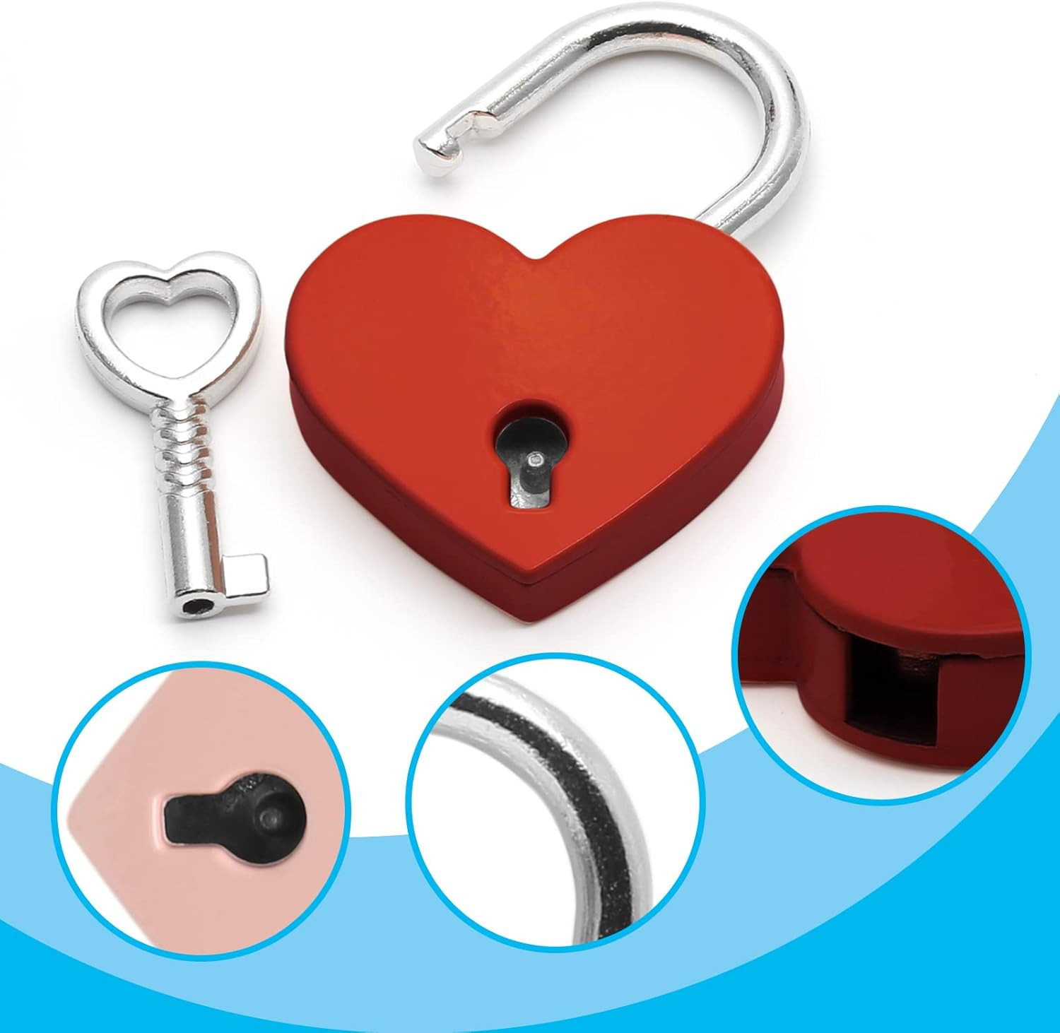 4PCS Mini Heart Padlocks with Keys Small Metal Locks for Luggage Boxes