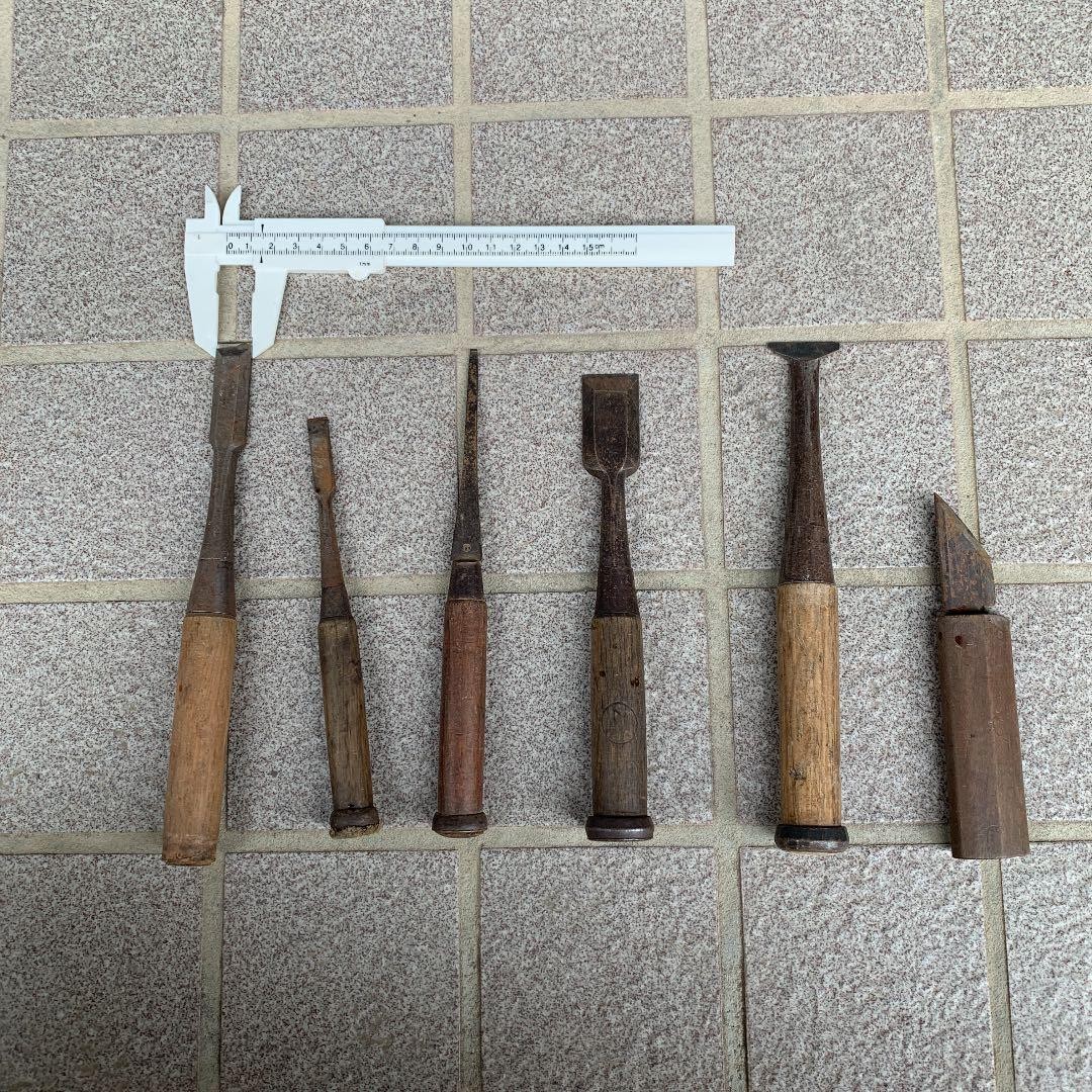 Chisels Japanese Carpentry Tools Showa Era Vintage Set of 6