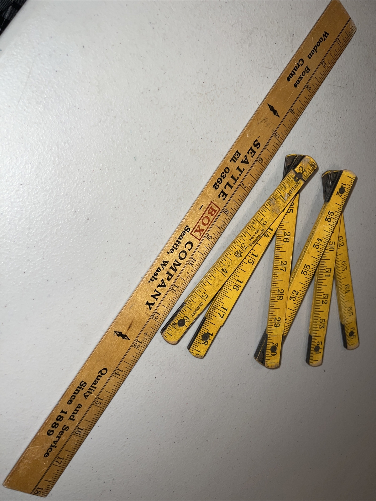 Wood Steel K & E Keuffel & Esser 72” Extension Zig Zag Ruler 6 Foot + Flat rule