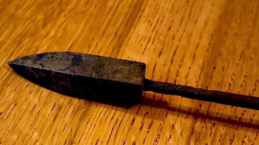 Antique Soldering Iron. Copperhead With Wood Handle. 11.5 Inches Long.