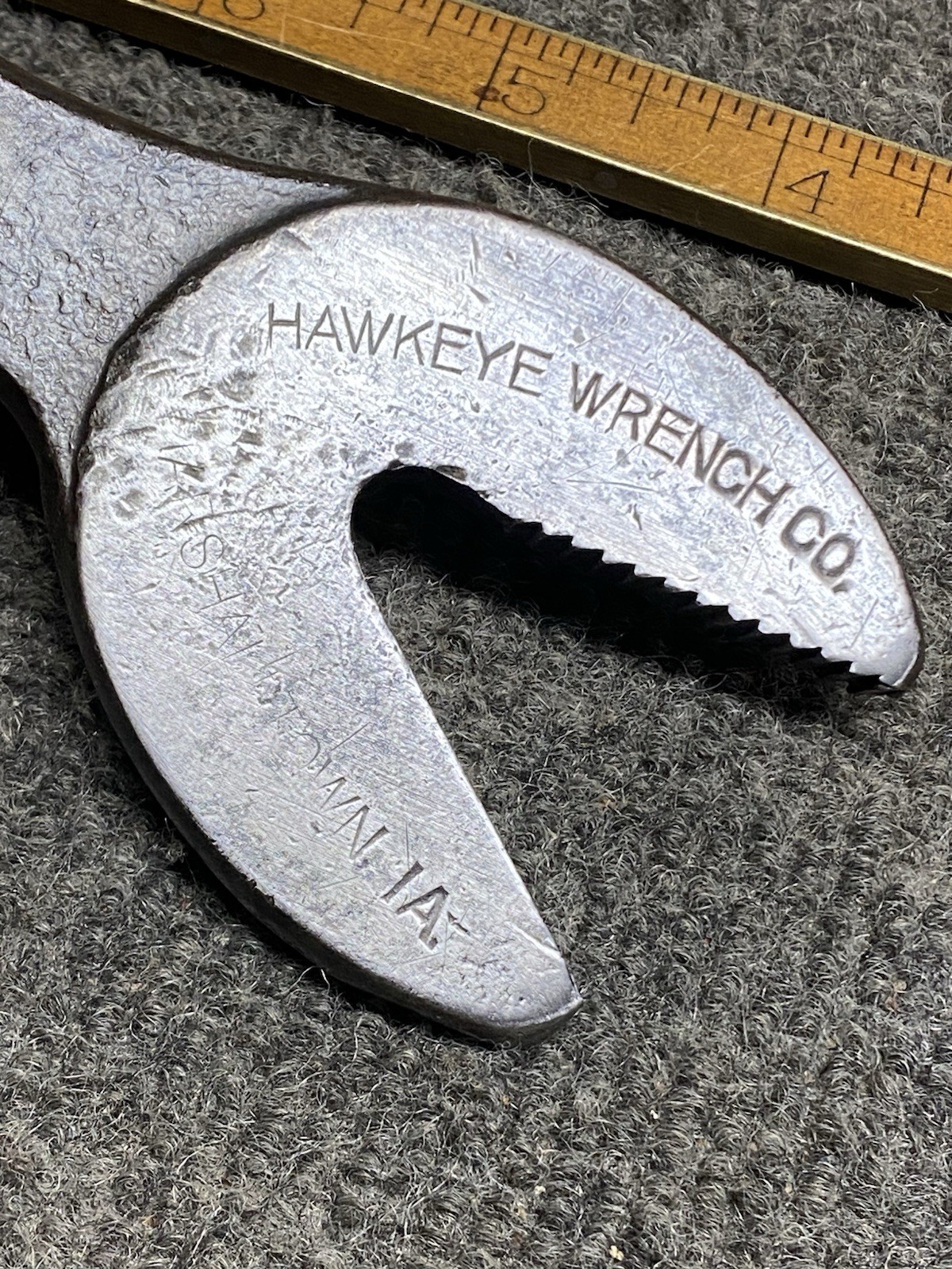 Vintage Hawkeye Wrench Co Marshalltown Iowa Double Ended Alligator Wrench