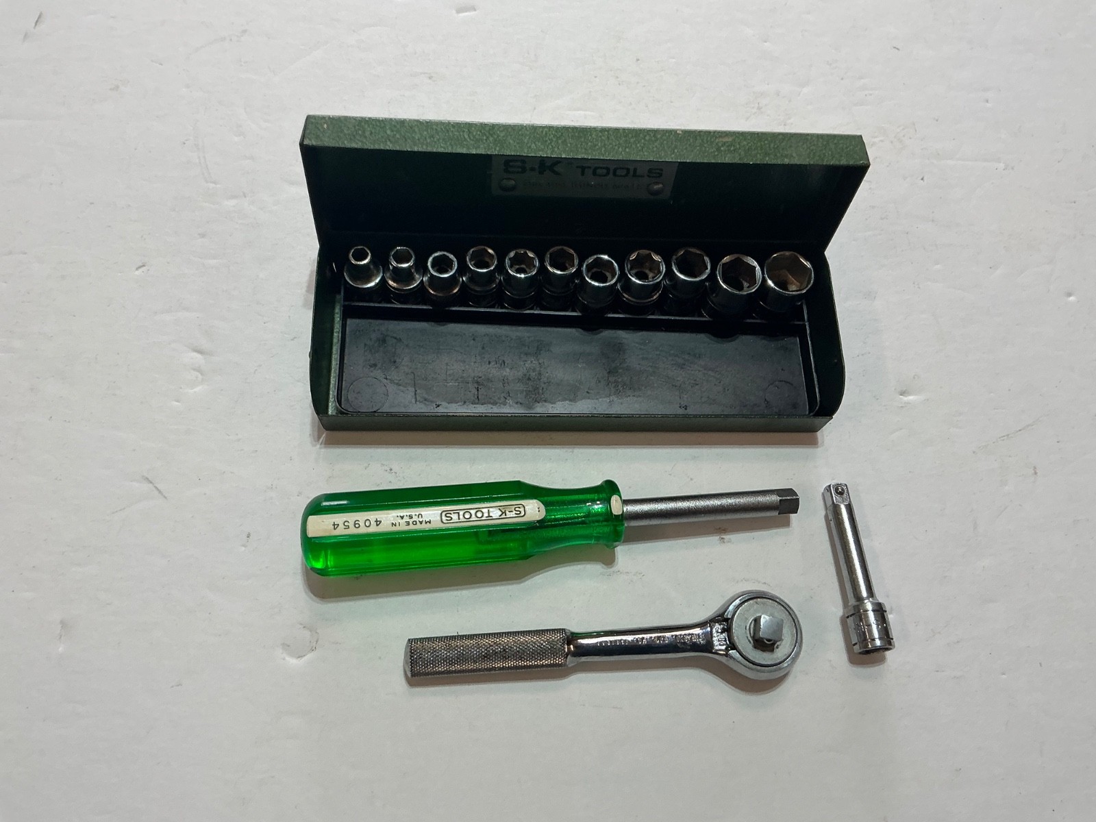 Vintage S-K Tools 1/4” Drive 14 pc Socket Set SAE 3/16”-1/2” -USA Made-