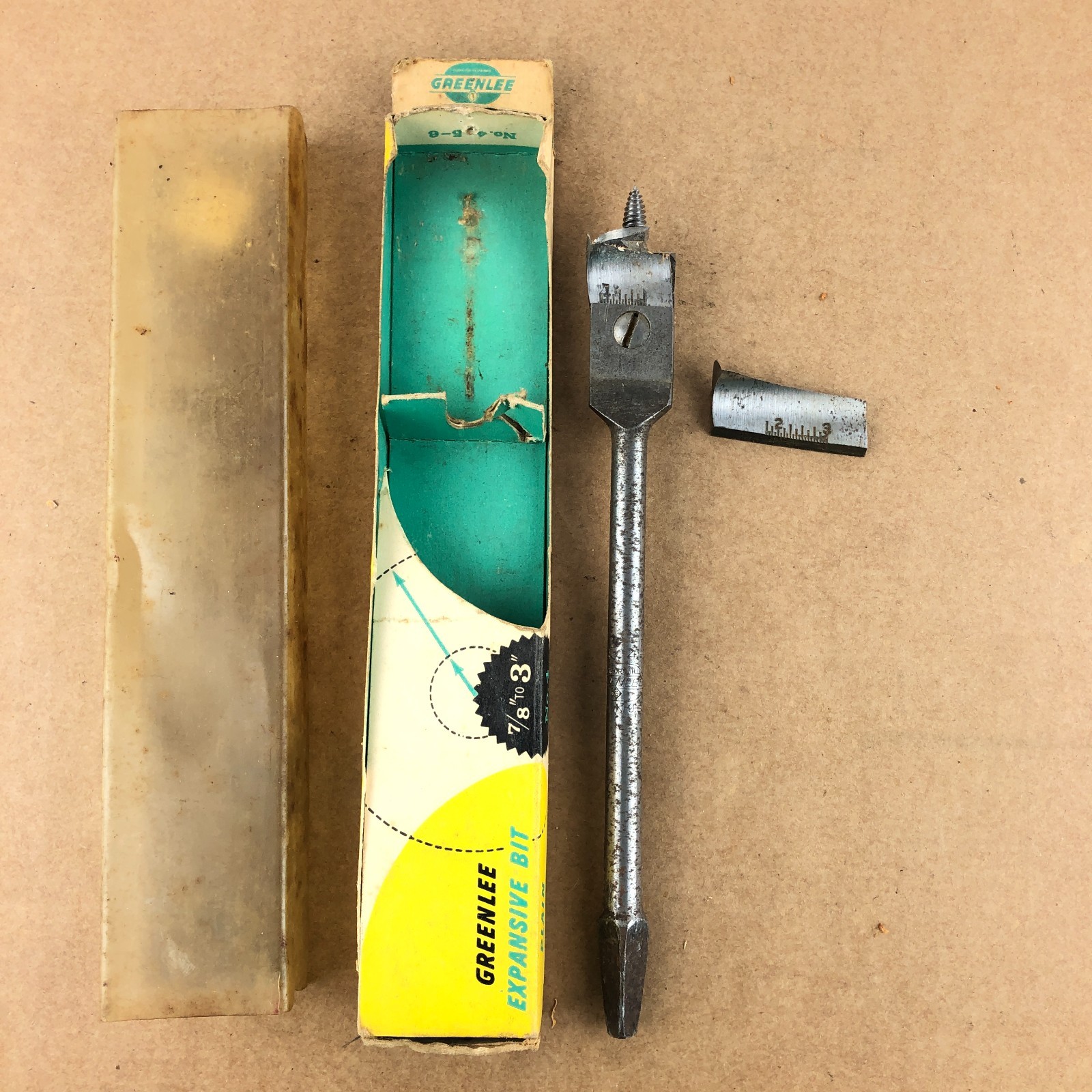 Vintage GREENLEE NO. 4 Expansive Bit Set Boxed Adjustable Auger Brace Bit 7/8-3″