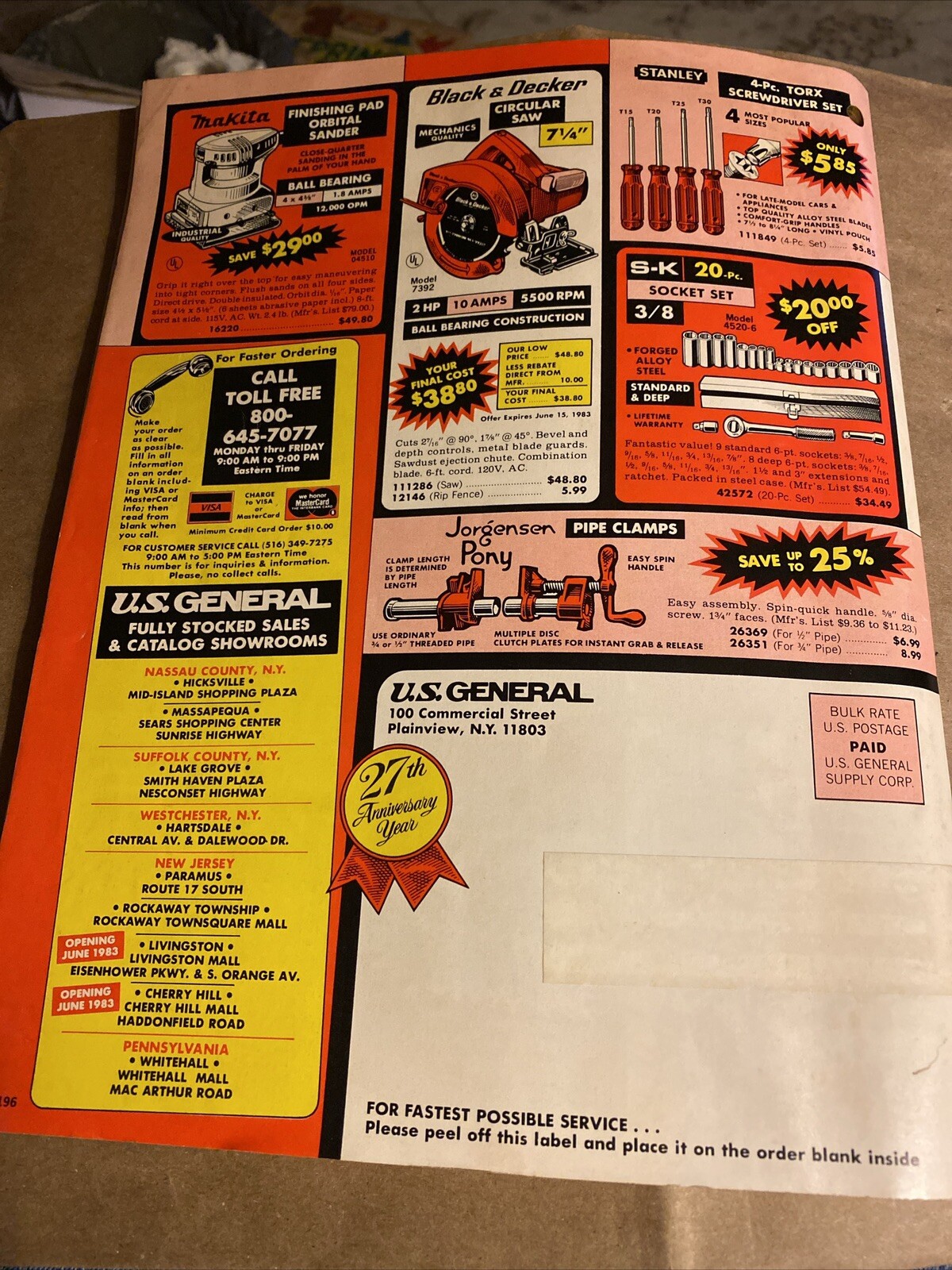 U.Sgeneral America’s largest catalog of all namebrand and power tools number 183