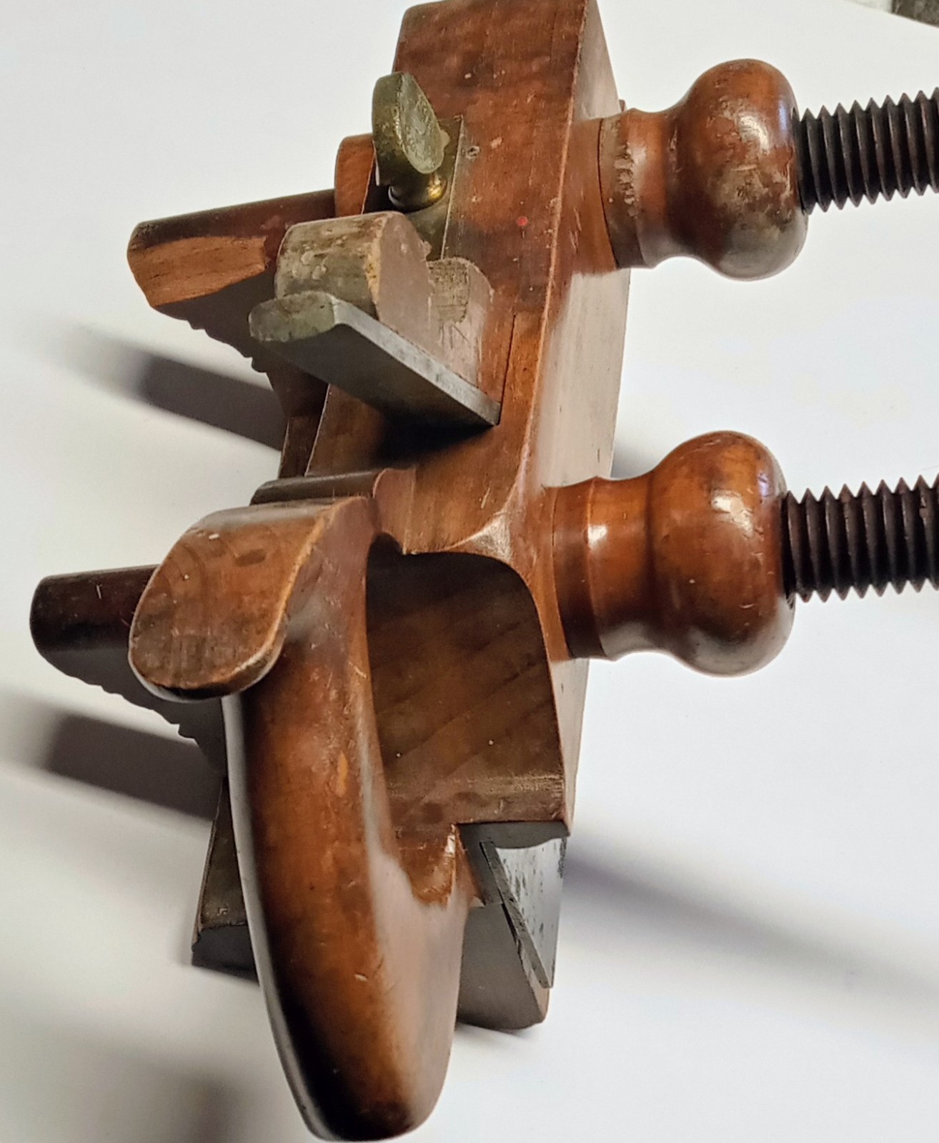 Antique Auburn Tool Company Wooden Screw Arm Plow Plane Stamped J. Eriksen