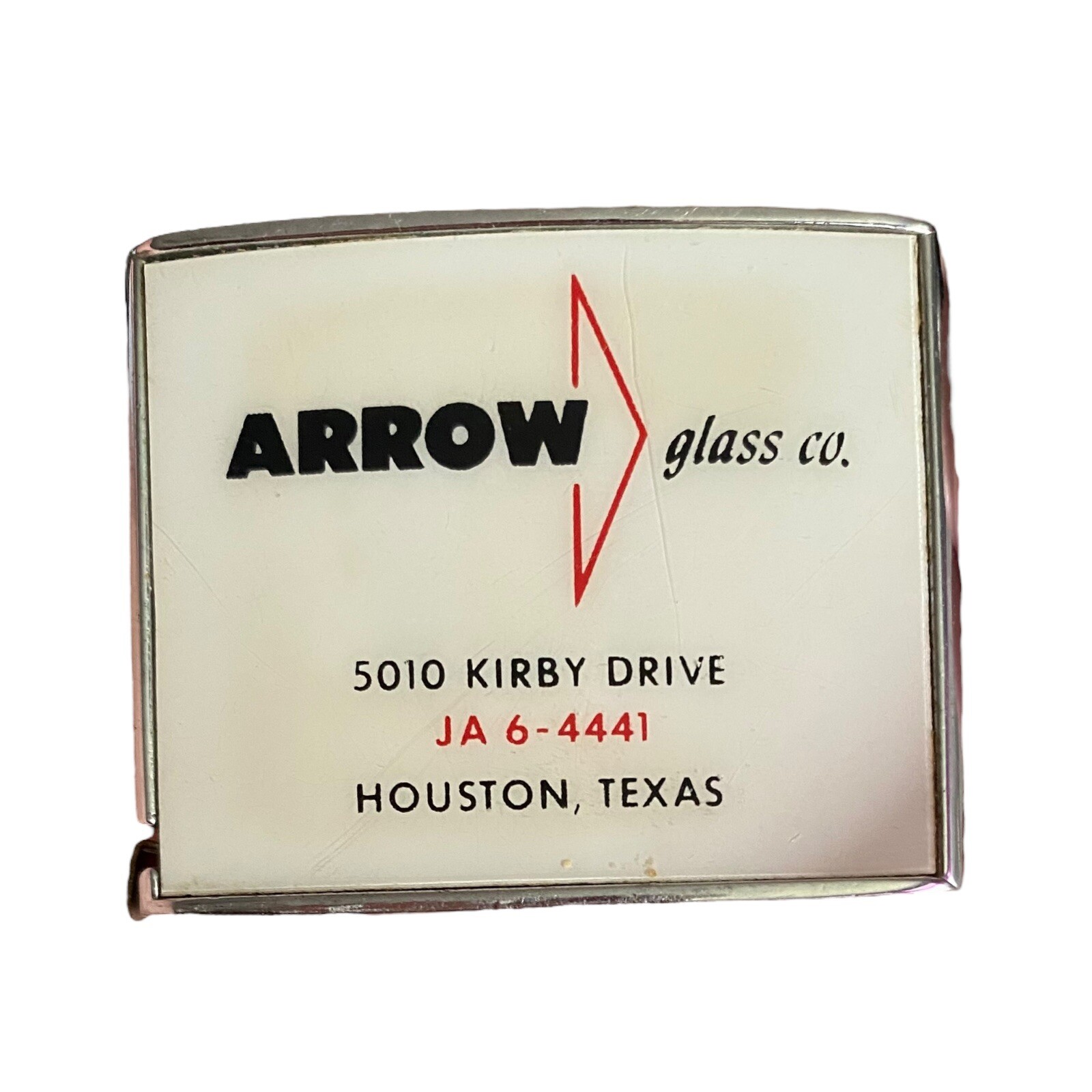 Vintage Arrow Glass Co Advertising Tape Measure Houston Texas Barlow B249
