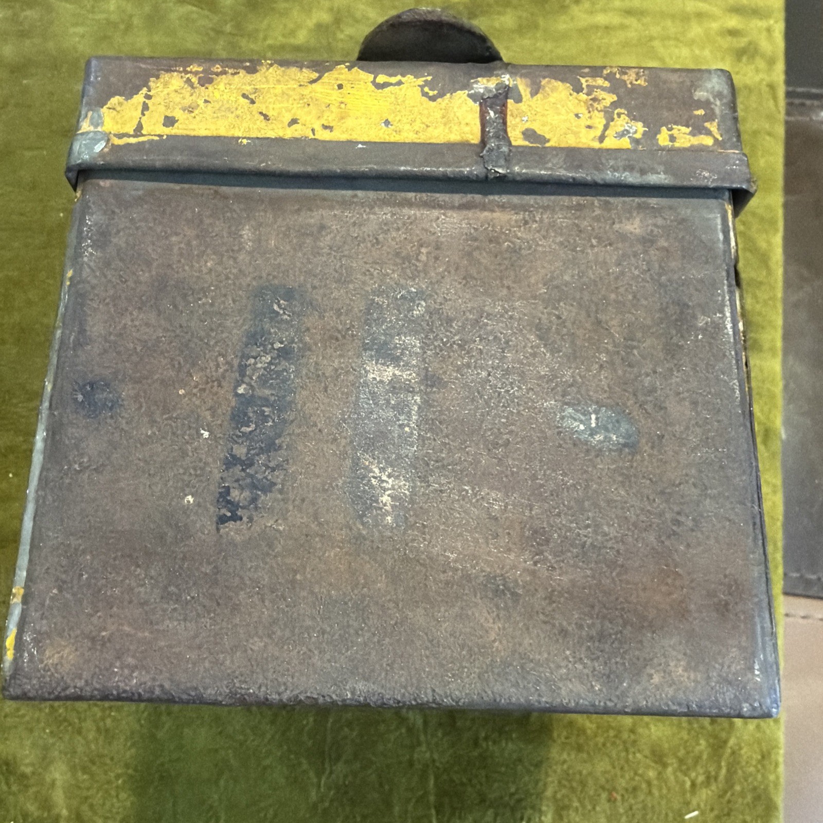 Vintage Metal Box with a Latch and a Police Decal
