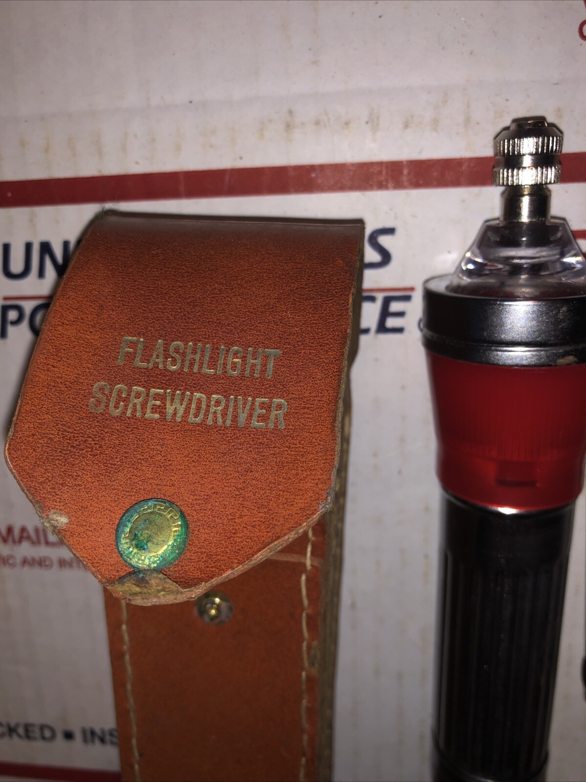 Vintage WT Flashlight Screwdriver Mint Unused Leather Case Chrome Made Hong Kong
