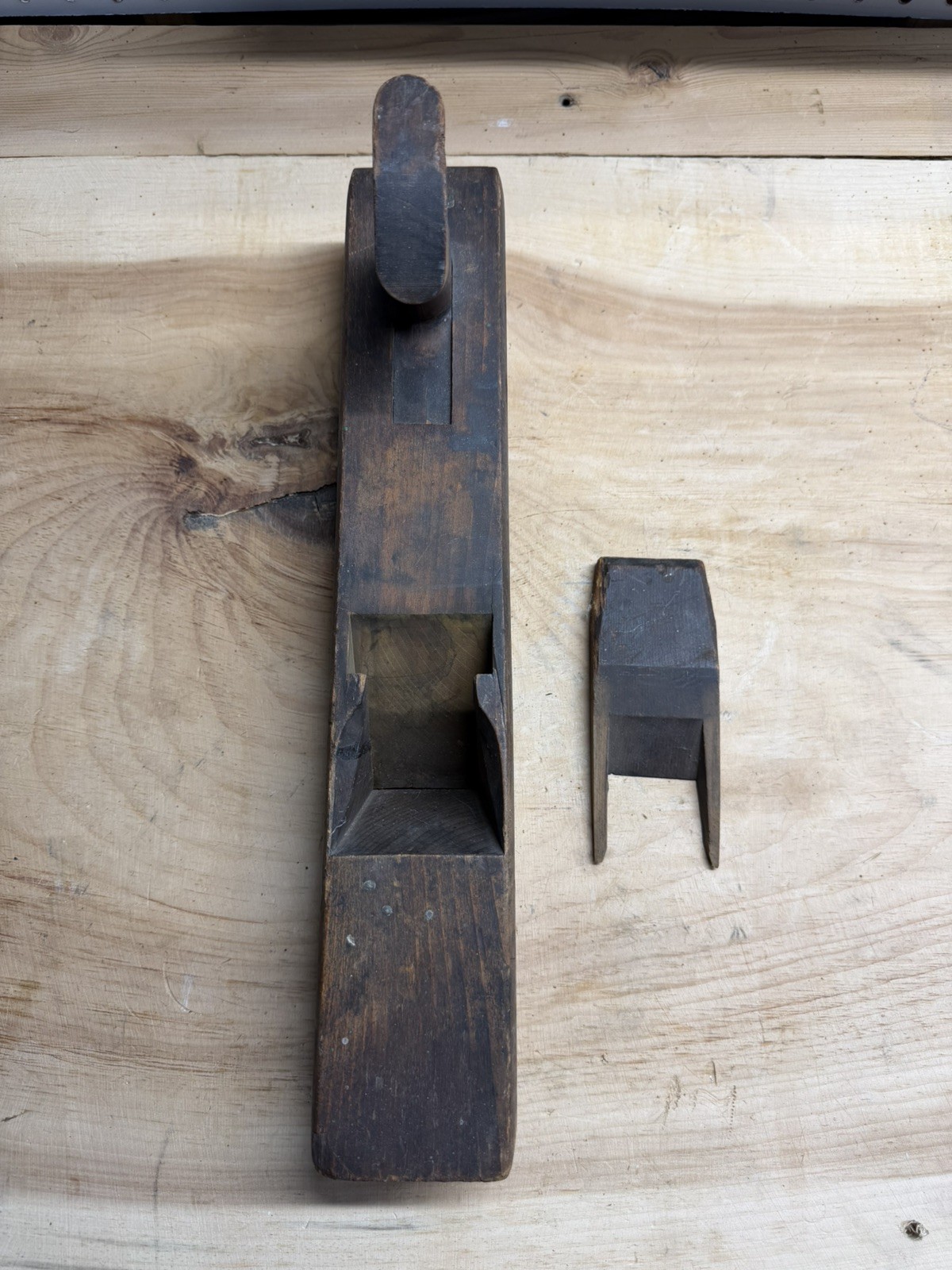 Antique wooden hand plane marked “Edward Carter – Troy, NY.”