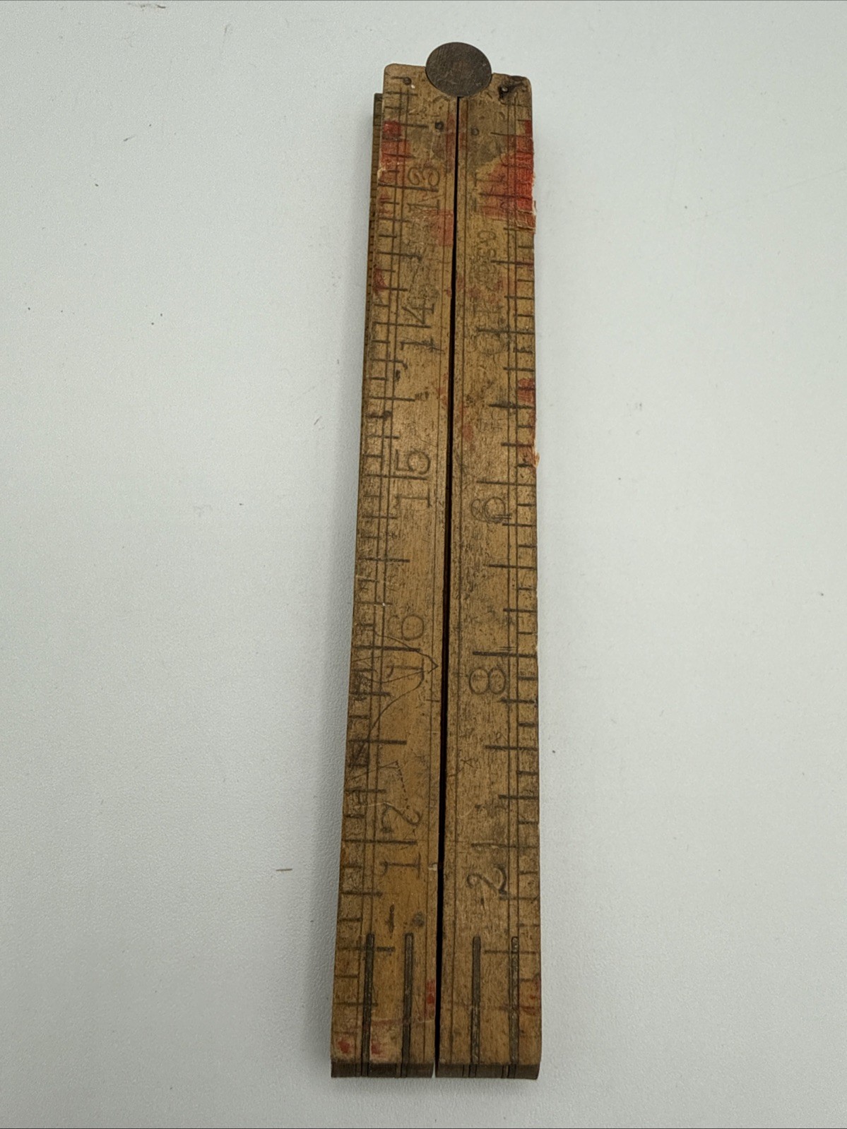 Vintage 24″ Chaplin Rule & Level Co. No. 62 Boxwood and Brass Bound Folding Rule