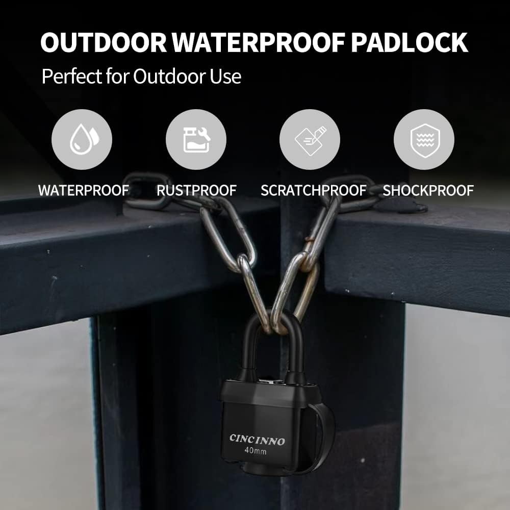 Padlocks Keyed Alike for Outdoor use, Pack of 6, Laminated Steel Lock Black