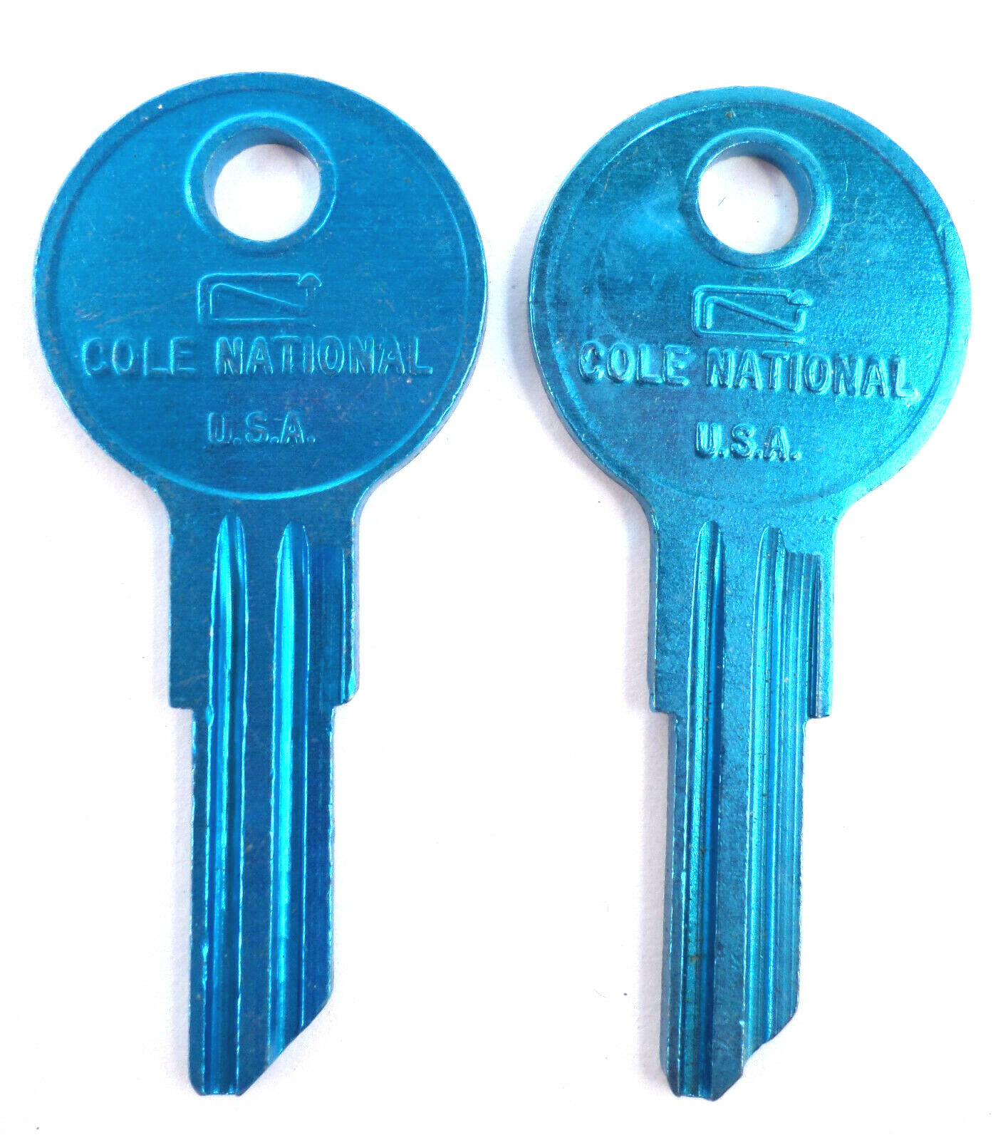 2-pcs Y12 BLUE Anodized Aluminum Cole National Key Color-Lite Key NOS Blanks