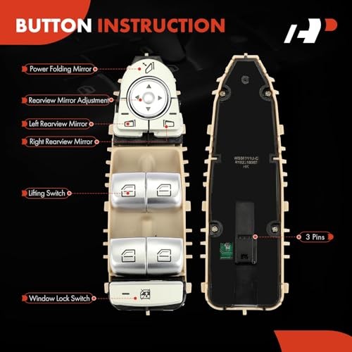 Master Power Window Switch Compatible with 2015-2018 Mercedes-Benz C300,