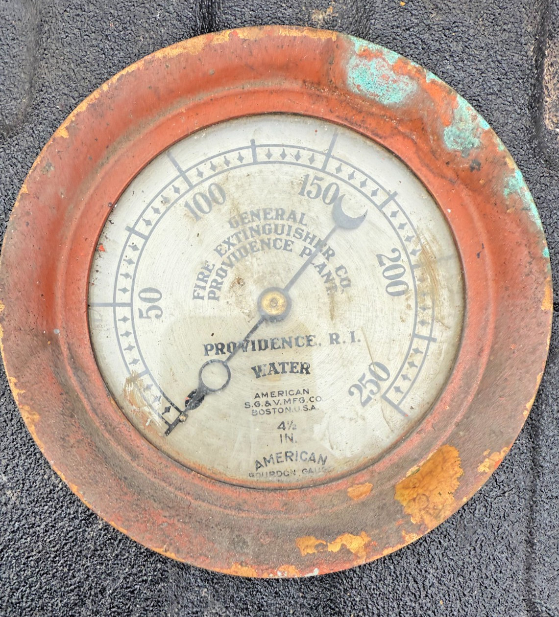 Antique 4.5” American Bourdon Fire Extinguisher Water Pressure Gauge Brass