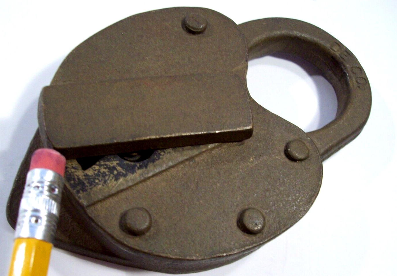 Vintage DE CO Detroit Edison Heart Shape Padlock, No Key