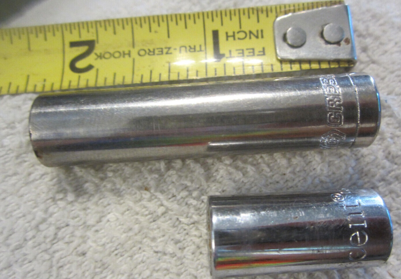 2 lot,5/16″ deep and 8 mm Crescent ,1/4″ drive socket lot VTG