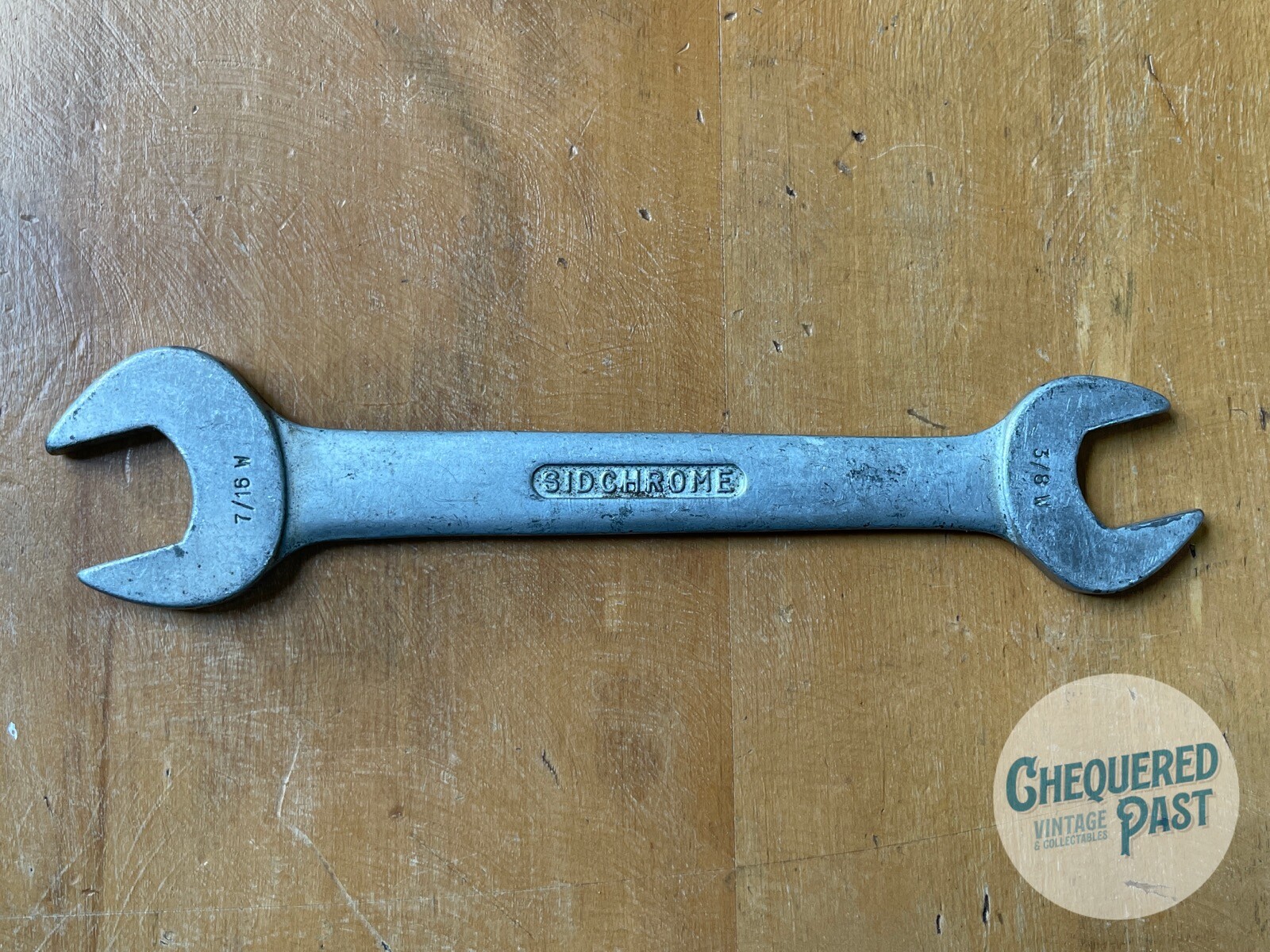 Early SIDCHROME 7/16″ BS (3/8″W) x 1/2″ BS (7/16″W) Spanner Made in Australia