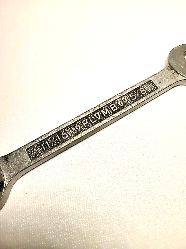 Vintage PLOMB 3034 Open End Wrench 5/8″ x 11/16″ Pebble Grip USA 1940s Tool