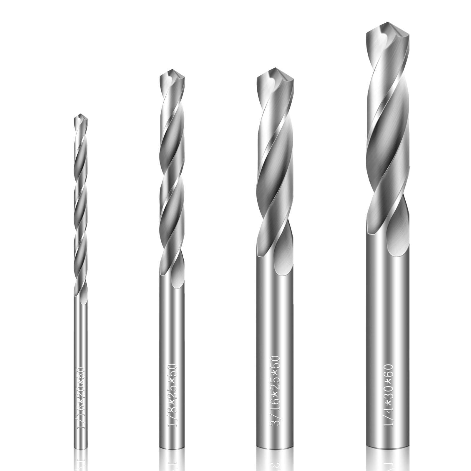 Drill Bit Set 4 Pcs Solid Carbide Drill Bits, 1/8″ 1/4″ 1/16″ 3/16″ Tungsten …
