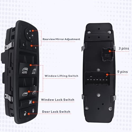 4602863AD Master Power Window Switch Compatible with 1500 2009-2012 Dodge Ram