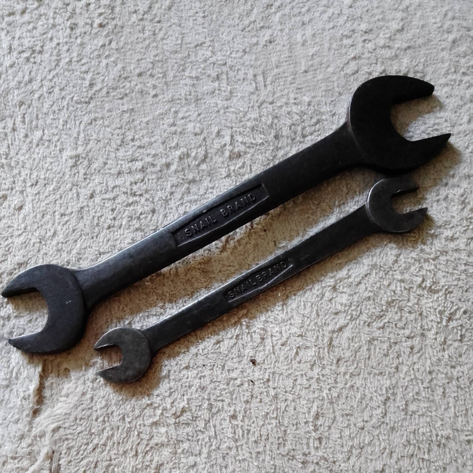 Pair of Daimler Spanners. ‘Snail brand’ toolkit items 3/4 X 7/8 & 3/8 X 11/32AF