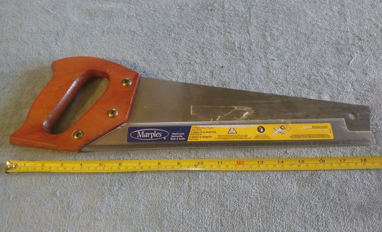 Vtg Marples 15″ Hand Saw 7 Tooth 8 Point 1mm Blade Made In USA