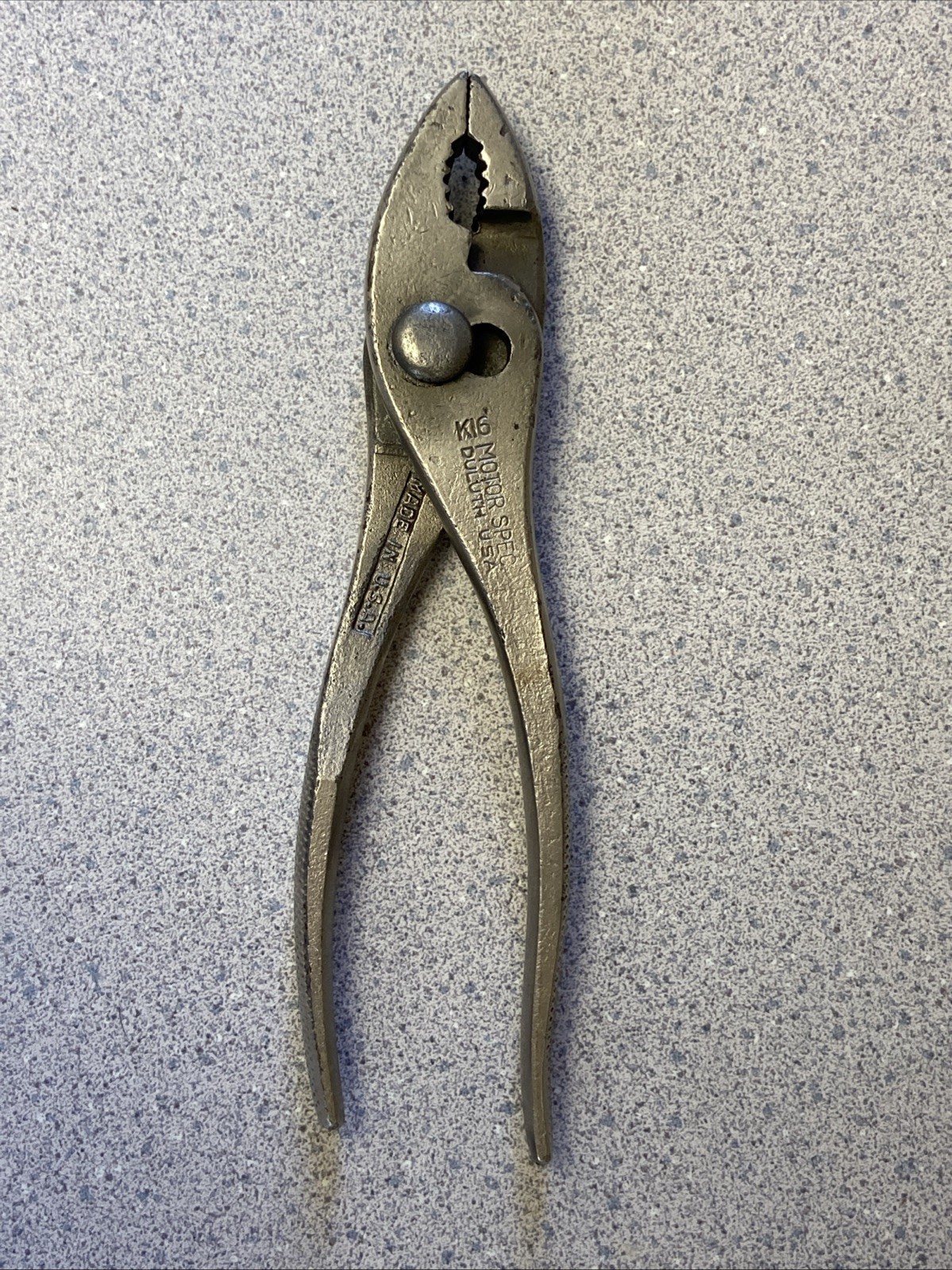 Vintage Motor Spec Pliers Duluth K16 Slip Joint Wire Cutter USA Diamond Made