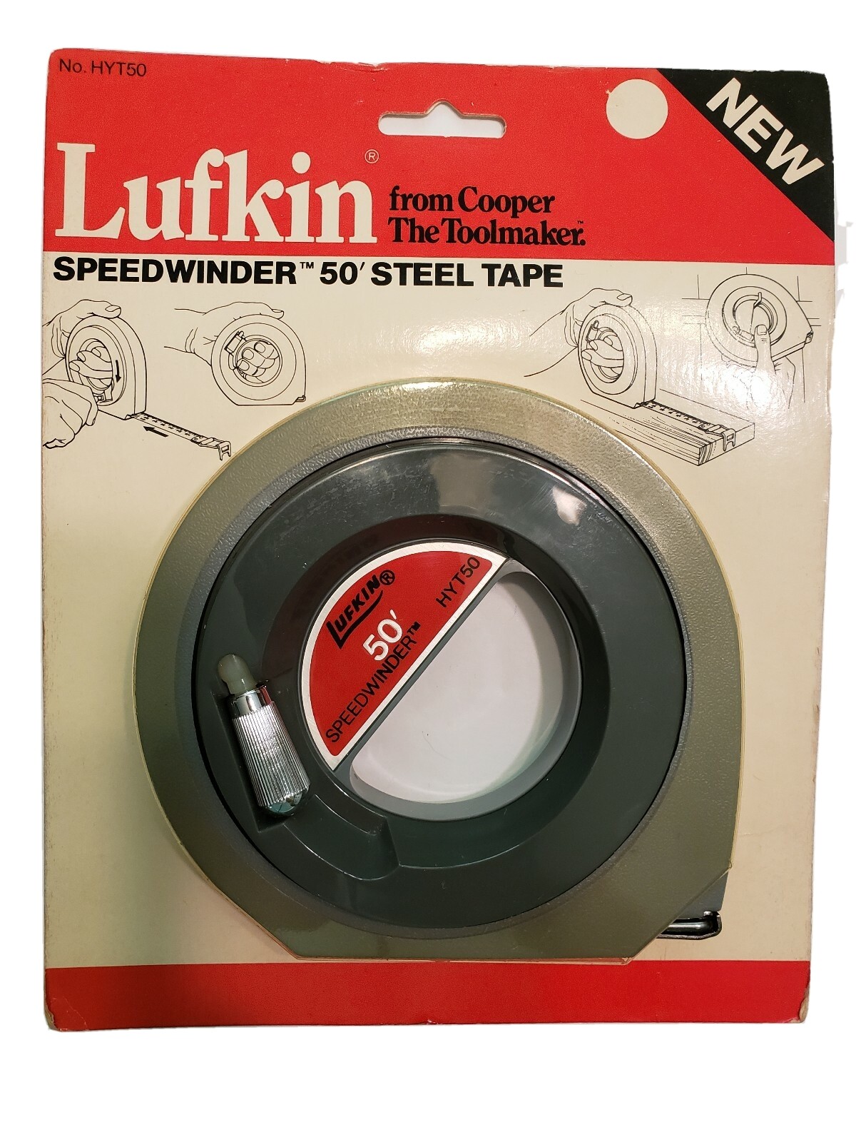 Tape Measure Lufkin 50′ Speedwinder Steel HYT50 New Old Stock Grip Quick Vintage