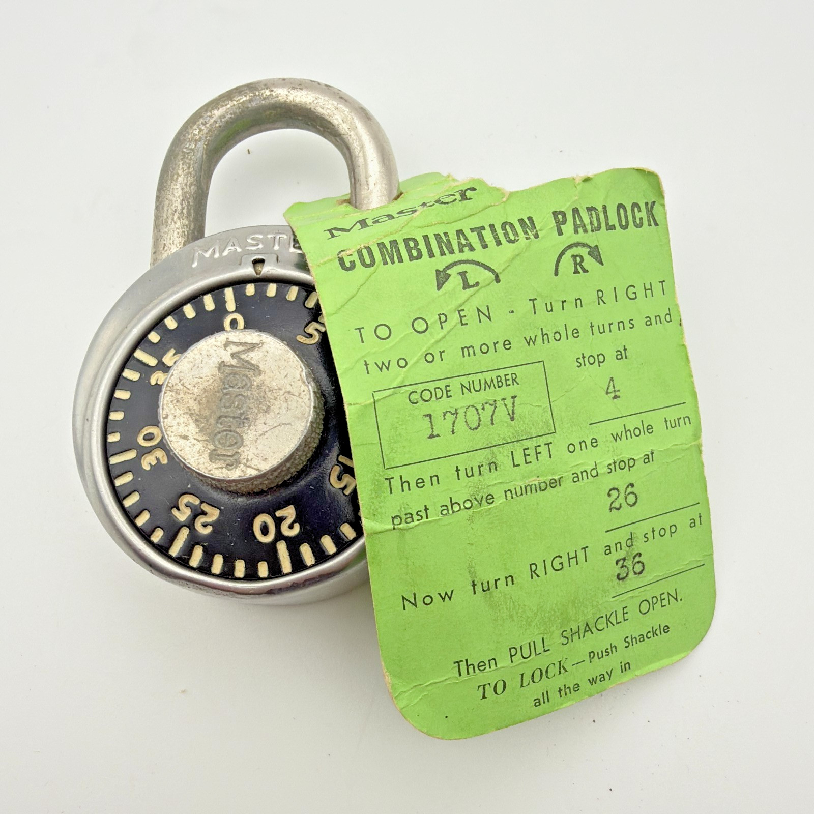 Vintage Master Lock 1525 Key-Controlled Combination Padlock Original Box & Tag