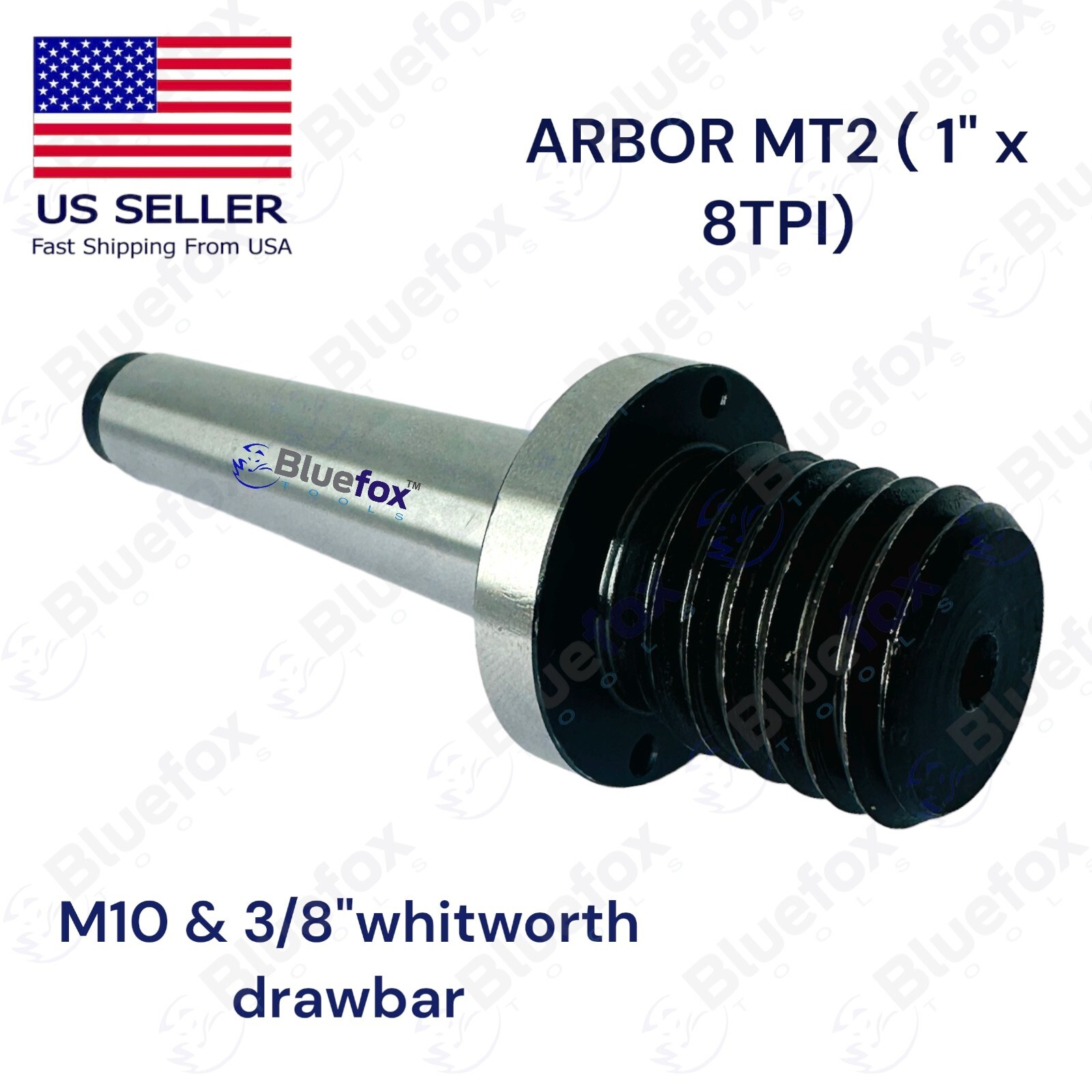 1PCS 1″ x 8 TPI with MT2 Arbor New Tailstock Chuck Adapter Bluefox Tools