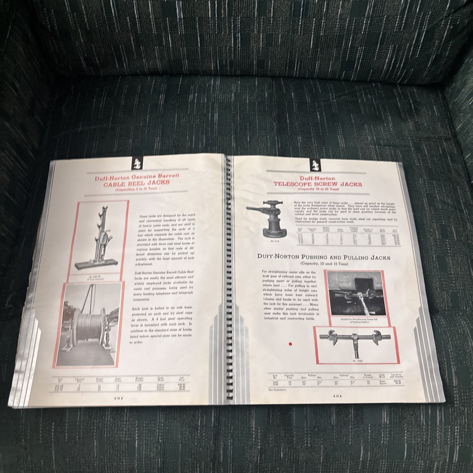 1937 Duff Norton Manufacturing Co. Lifting Jacks Tool Catalog Pittsburgh Vintage