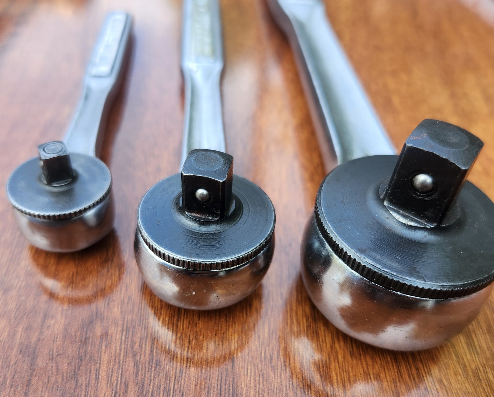 Vintage Craftsman Round Head Fine Tooth Ratchet Set 1/4, 3/8, 1/2 V USA Pre-Own