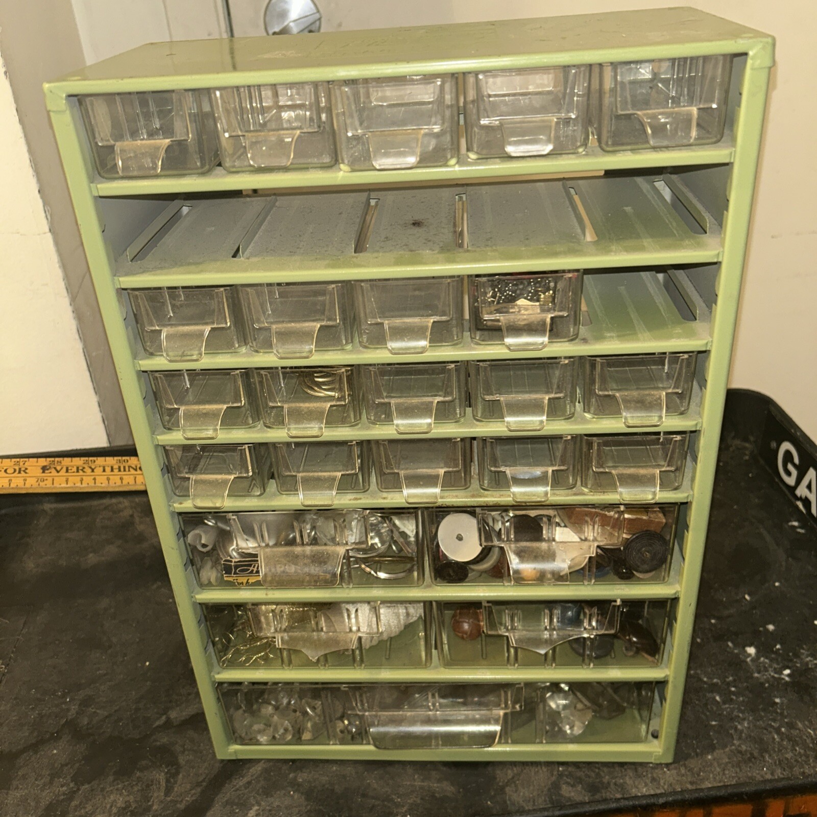 Vintage Montgomery Ward Powr-Kraft Industrial Tool Box Metal Chest 17.5×12.2×5.7