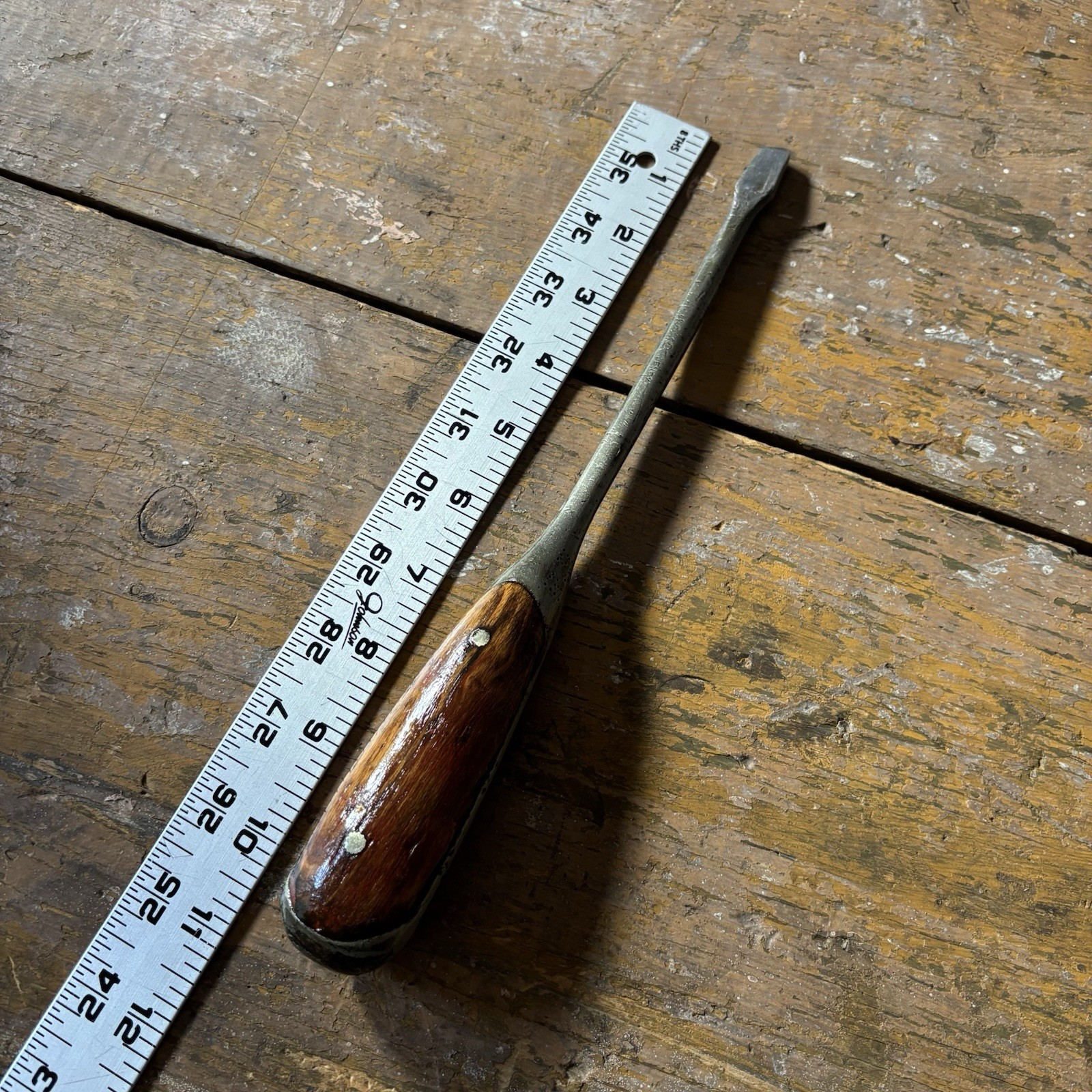 Vintage Lenox Number 6 Flat Head Screw Driver Two Piece Wood Handle As Is BENT