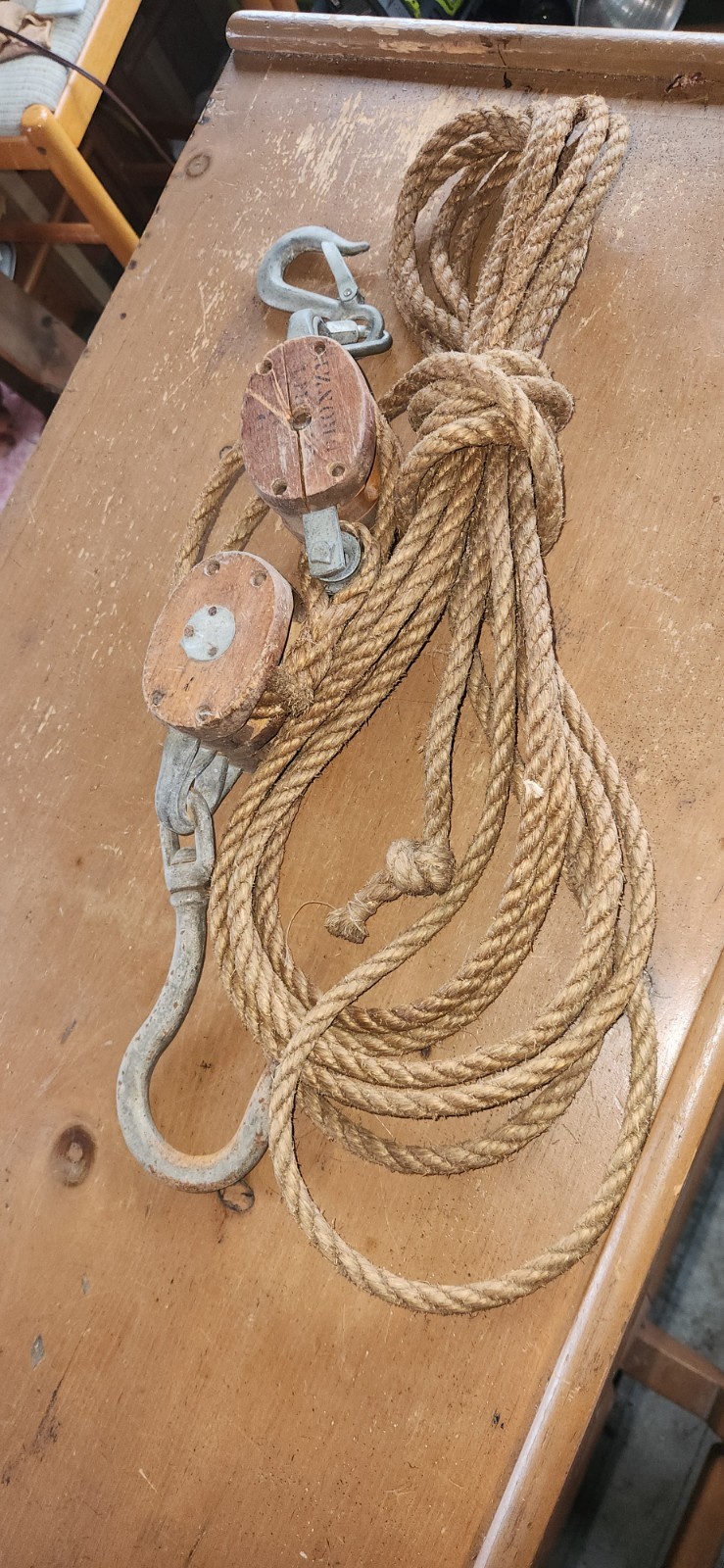 VTG 3″ Boston & Lockport Block Co. Two Pulley Set, Bronze Bushed, Made in USA