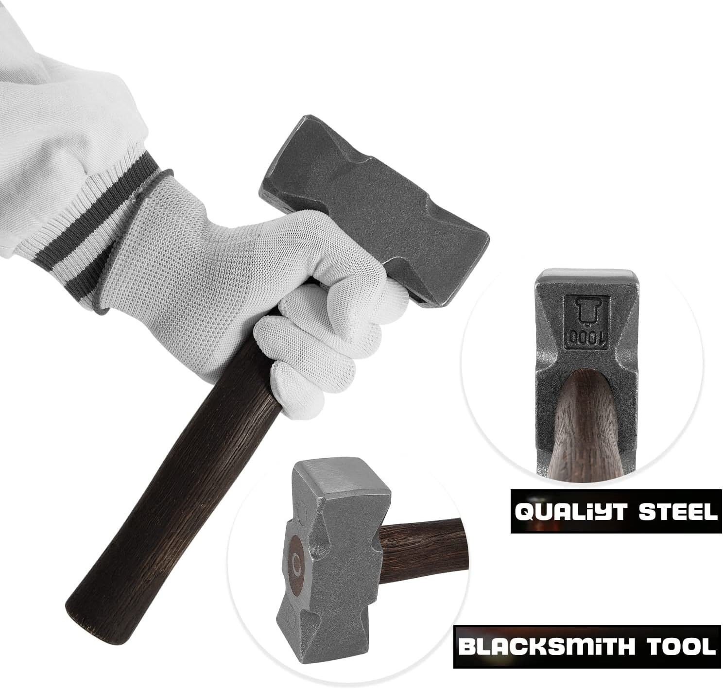 Blacksmith 2.2LB Square Forge Hammer Forging Tool for Blacksmith Anvil Knife