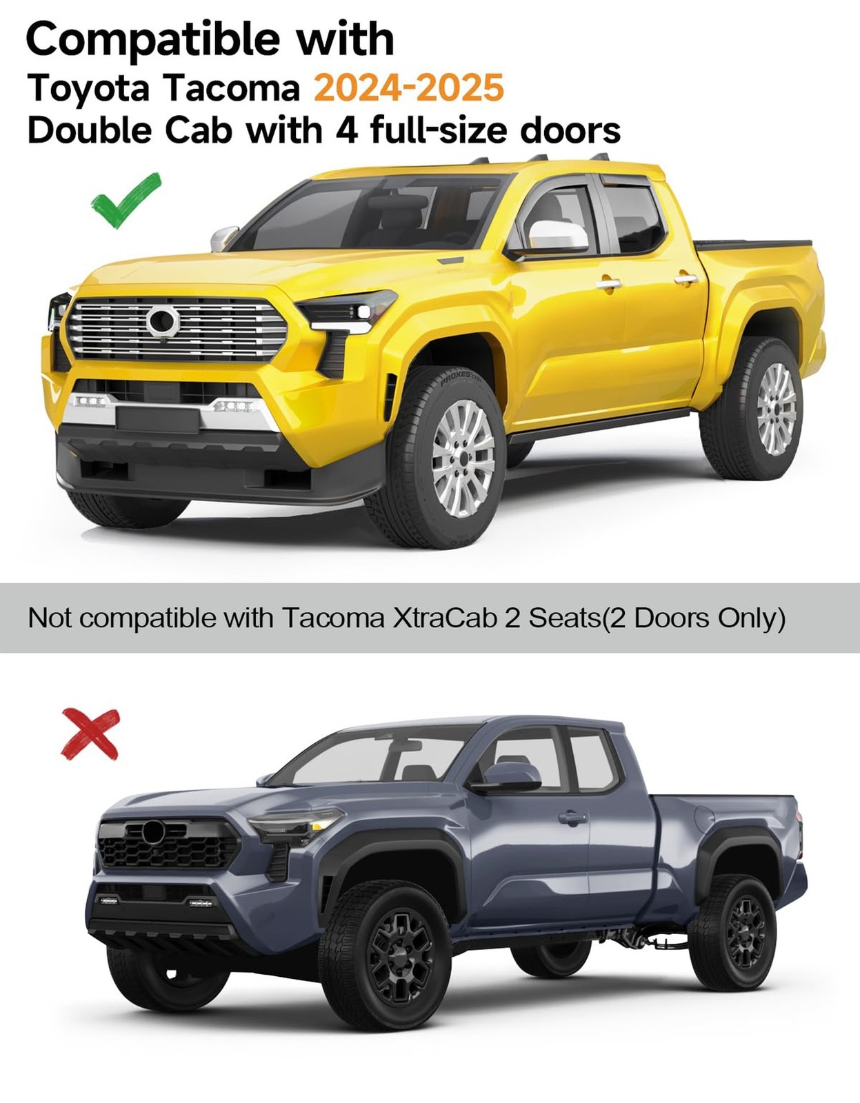 in-Channel Window Rain Guards Fit for Toyota Tacoma 2024-2026 Double Cab with…