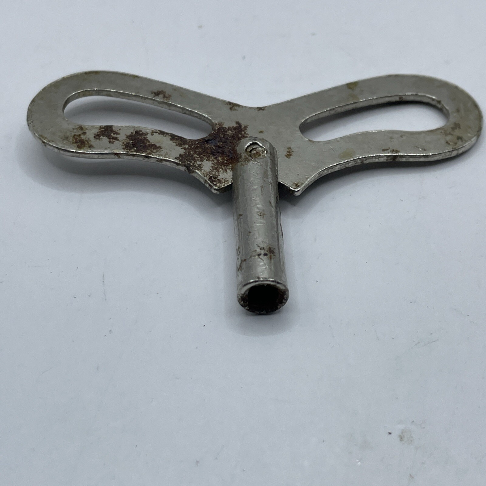 Vintage Clock Winding Key Silver Chrome Color Aged Rust Areas