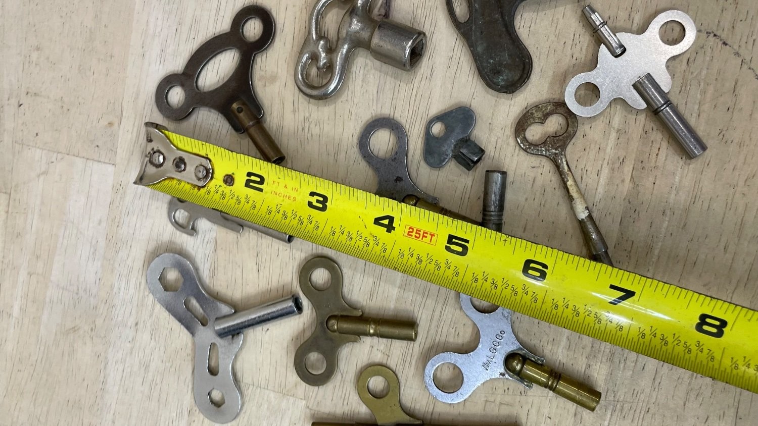 Mixed Winding Key Multicolor Brass Clock Keys p12 Antique Vintage Lot 16
