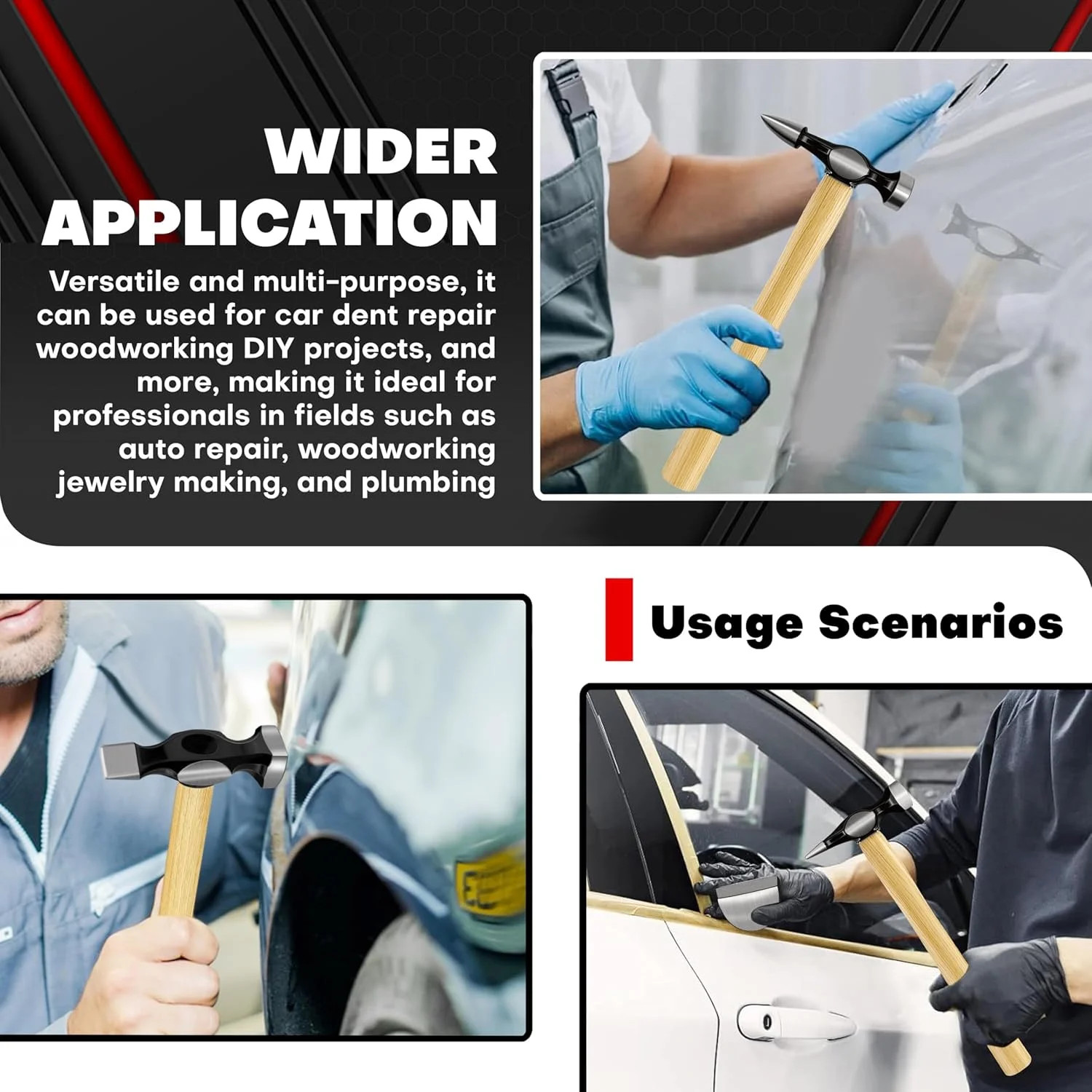 7Pcs Auto Body Repair Kit, Craft Panel Beating Hammer and Dolly Set… Fast Ship