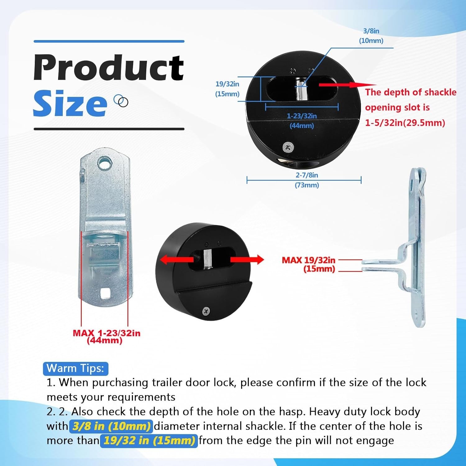 3 Pack Puck Locks Trailers Keyed Alike 2-7/8” Hidden Shackle Padlocks Heavy Duty