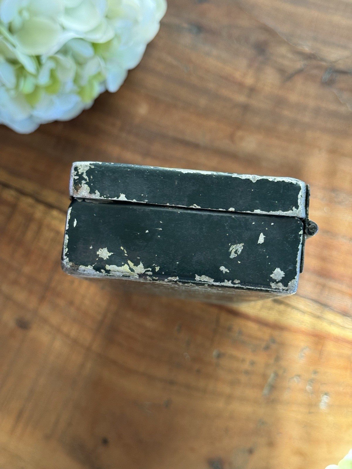 Vintage Green Chippy Paint Metal Distressed Patina Box Farmhouse Decor 9”