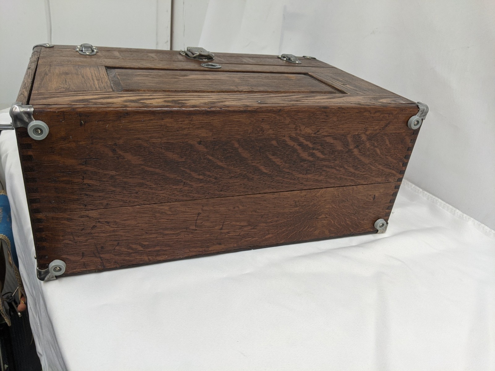 Antique Union Model B-20 7 Drawer Wooden Oak Toolbox Chest With Key