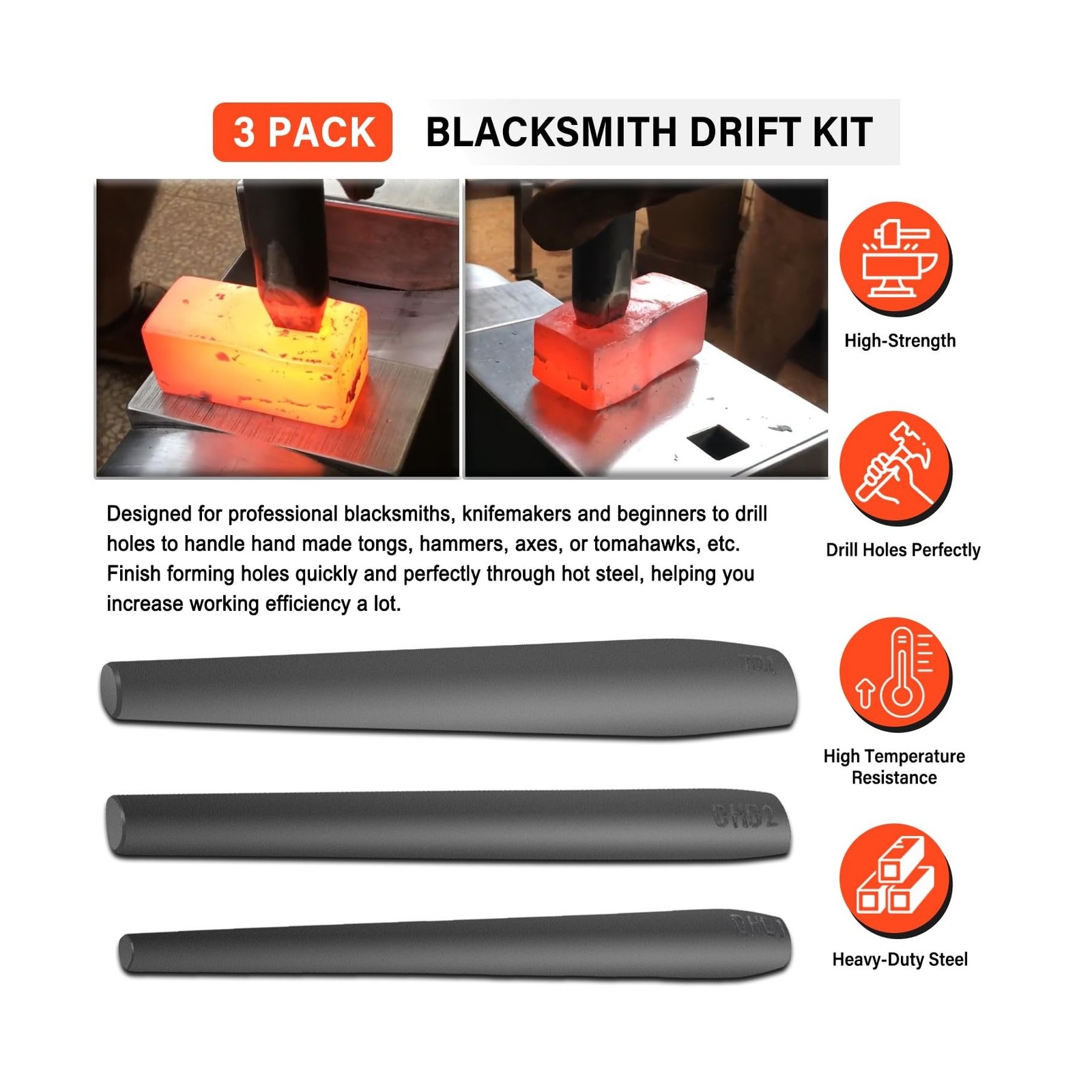 Blacksmith Drift Kit Blacksmith Hammer Eye Drift Tool Set for Forging Tongs, …