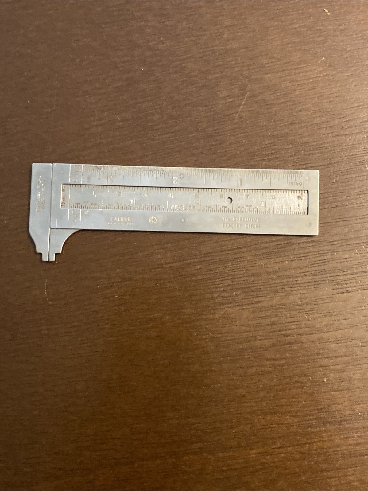 THE EXECUTIVE POCKET CHUM No 1045 METAL RULER CALIPER VINTAGE STAINLESS USA