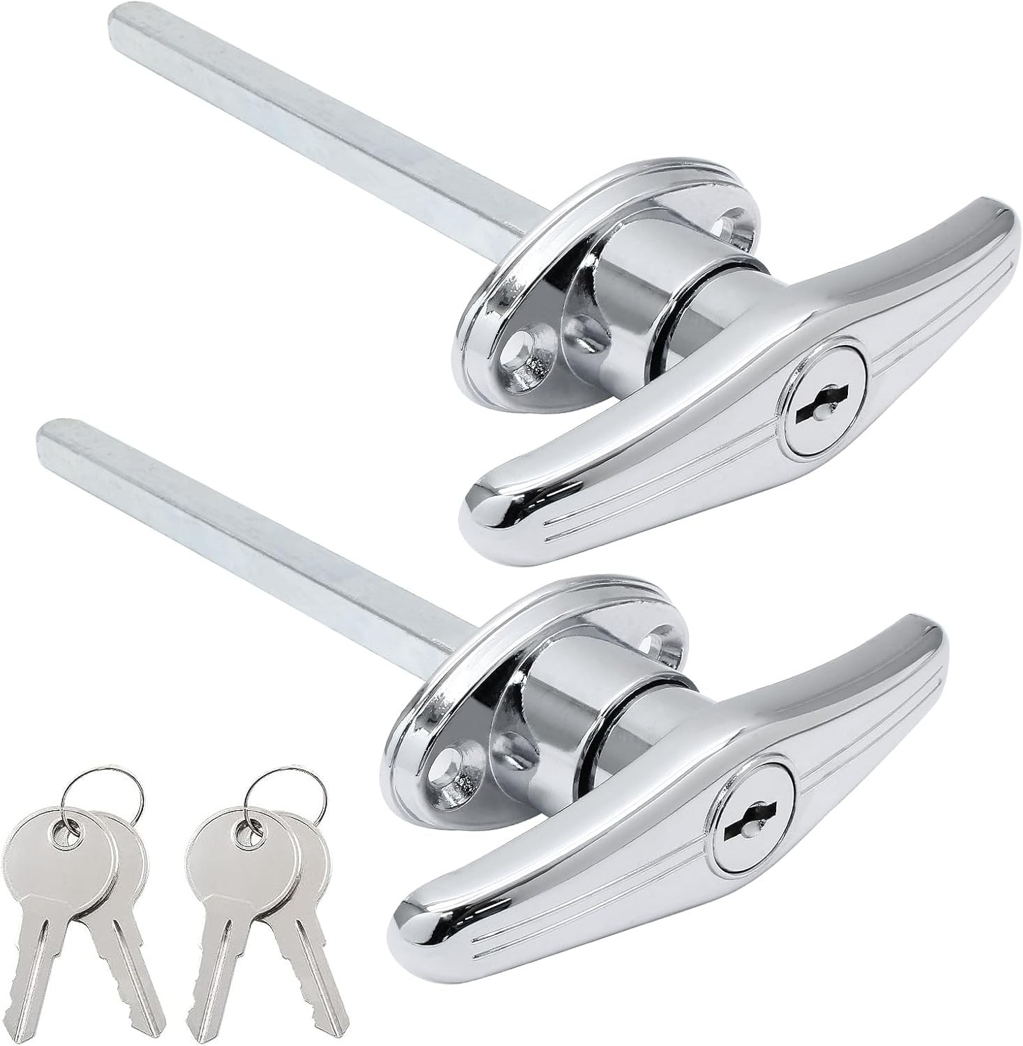 Qjaiune 2 Pack Truck Cap Locking T-Handles Silver Camper Topper Lock,