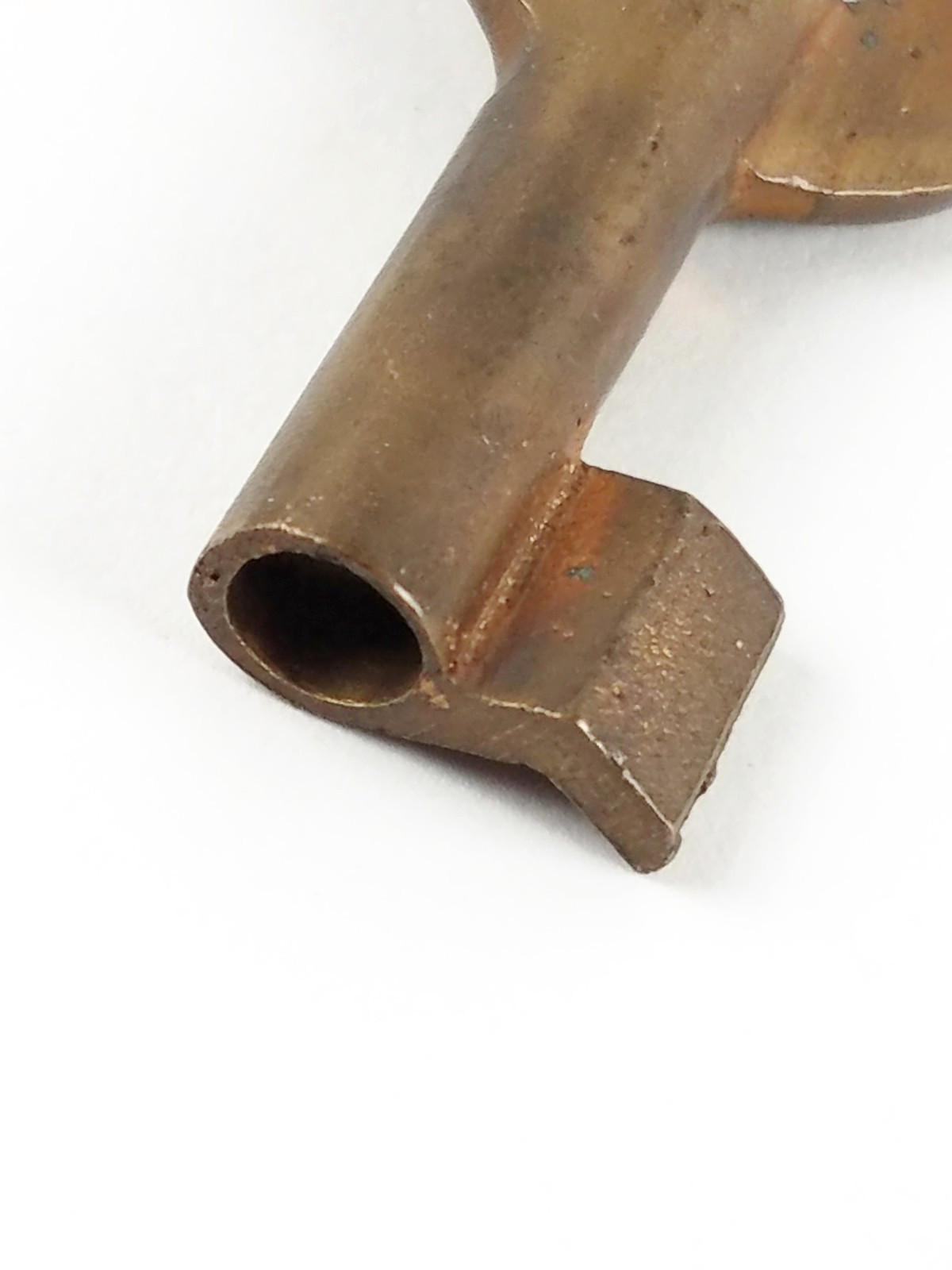 Vtg UNCUT 2″ Brass Open Barrel Curved Bit Skeleton Key Blank For Old Padlock